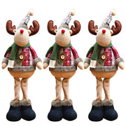 Christmas Plush Shelf Sitters – Stretchable Legs Santa, Snowman & Moose Decorations
