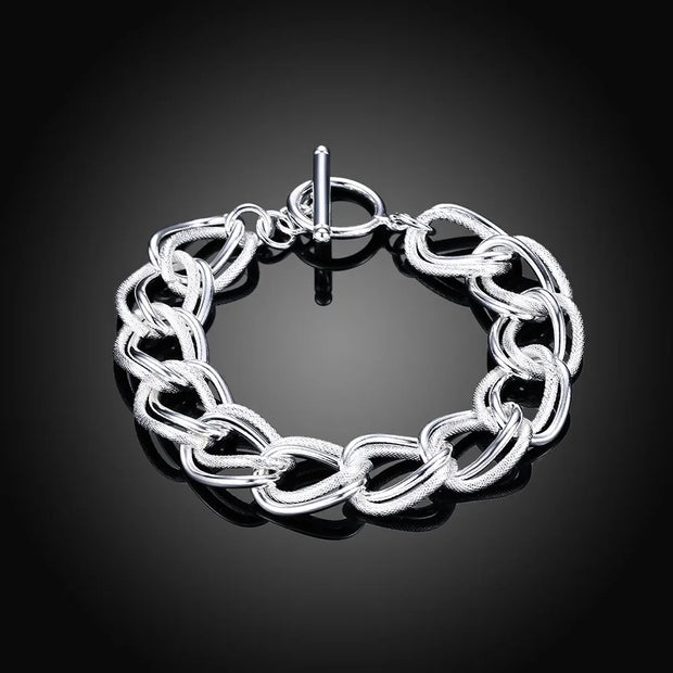 Sterling Silver Solid Charm Bracelet Unisex