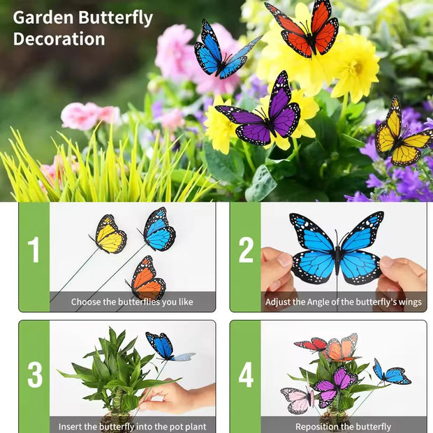 10/20/50pcs 3D Butterfly Garden Yard Decor Stakes