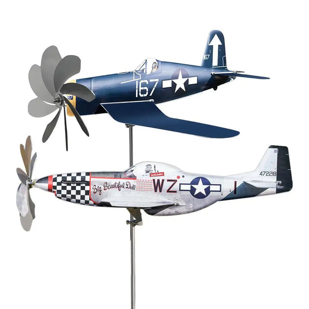 Airplane Wind Spinner – Stainless Steel Garden Decor with Aviation Flair
