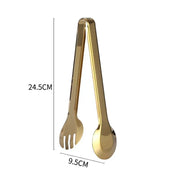 Gold Stainless Steel Kitchen BBQ Tongs Set
