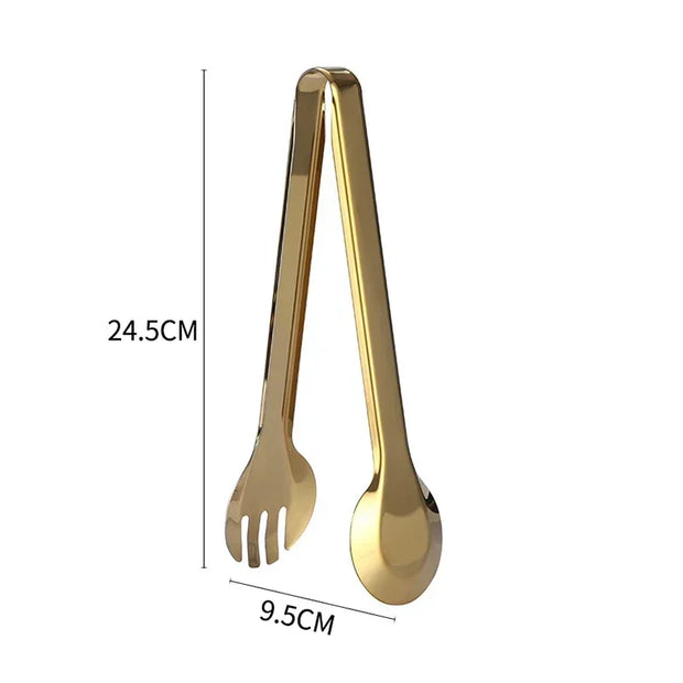 Gold Stainless Steel Kitchen BBQ Tongs Set