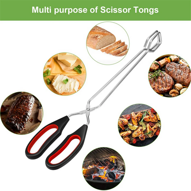 3-Pack Kitchen Scissor Tongs for BBQ & Cooking