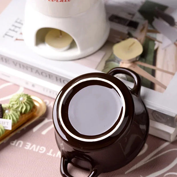 Ceramic Chocolate Fondue Mug with Fork
