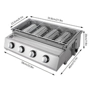 Stainless Steel Smokeless LPG Gas Grill – 4 Burners