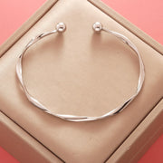"925 Sterling Silver Adjustable Cuff Bracelet Women"