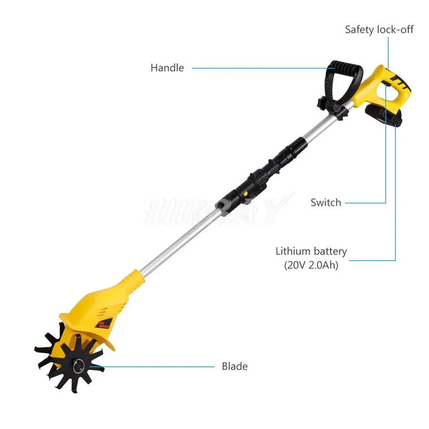 Cordless Electric Tiller/Cultivator – 20V Lithium-Ion Battery