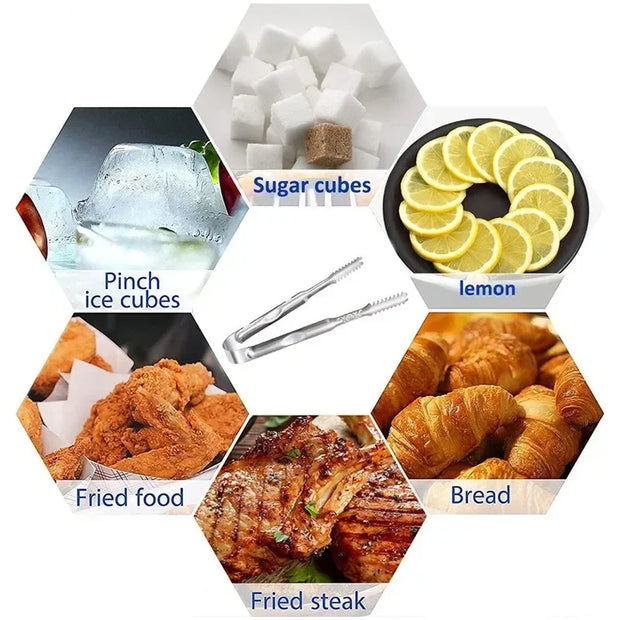 Stainless Steel Ice Cube Tongs – Durable Kitchen Clip for Ice, Sugar, Snacks