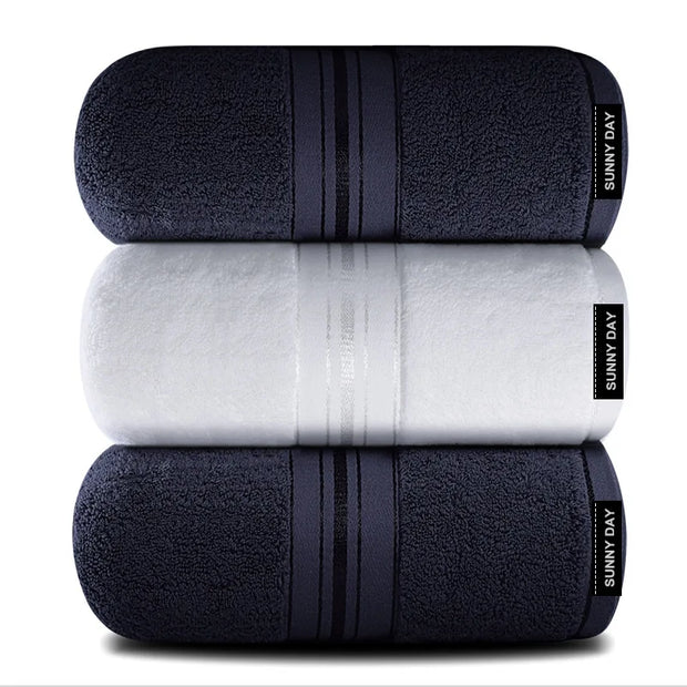 Thick 100% Cotton Absorbent Bath Towel Set