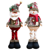 Christmas Plush Shelf Sitters – Stretchable Legs Santa, Snowman & Moose Decorations
