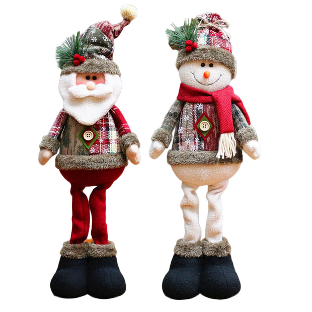 Christmas Plush Shelf Sitters – Stretchable Legs Santa, Snowman & Moose Decorations