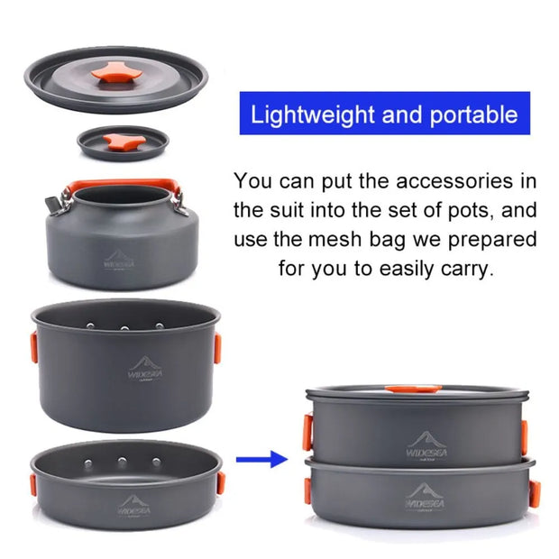 Outdoor Camping  Foldable Aluminum Cookware Set