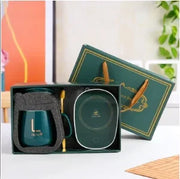 Ceramic Gift Mug Set with Spoon & Bag