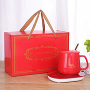 Self-Heating Ceramic Mug Set with Warm Pad Gift