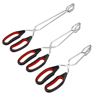3-Pack Kitchen Scissor Tongs for BBQ & Cooking