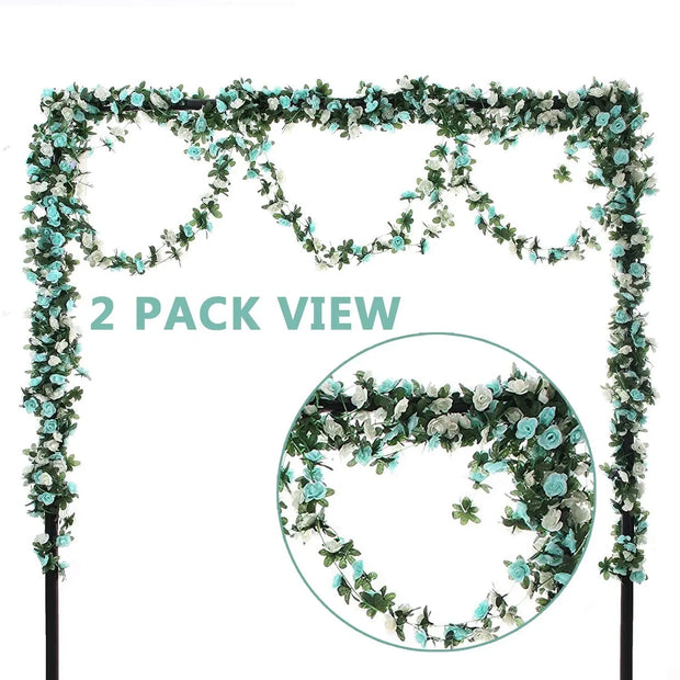 Artificial Rose Garland – 8.2 FT Silk Flower Vine with 45 Blooms & Leaves