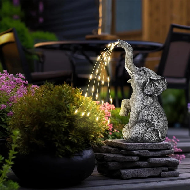 Solar Elephant Garden Ornament with LED Lights