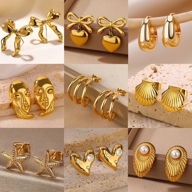 Trendy Heart Hoop Earrings Zircon Metal Women