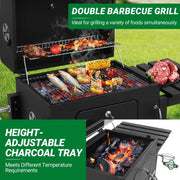 Outdoor Charcoal BBQ Grill with Smoker & Lift able Tray