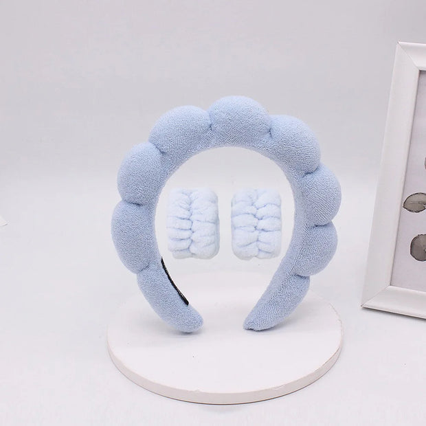 3‑Piece Coral Fleece Spa Headband & Wristbands Set