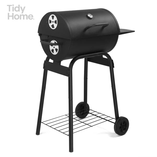 Charcoal BBQ Grill with Adjustable Charcoal Pan & Thermometer