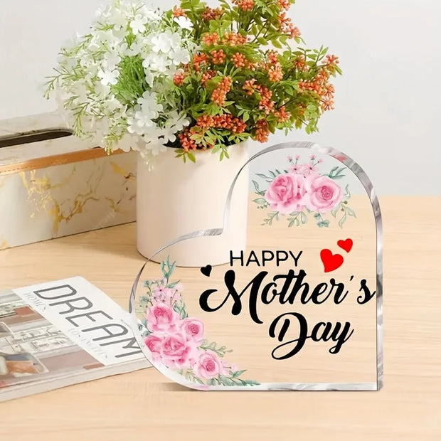 Heart-Shaped Acrylic Plaque for Mom
