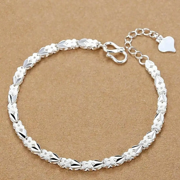Sterling Silver Geometric Charm Bracelet Unisex