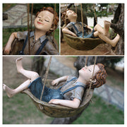1pc Swing Boy Resin Statue