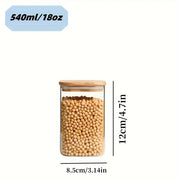 2/4 Pieces, 540Ml/1000Ml Glass Food Storage Jar with Bamboo Lid
