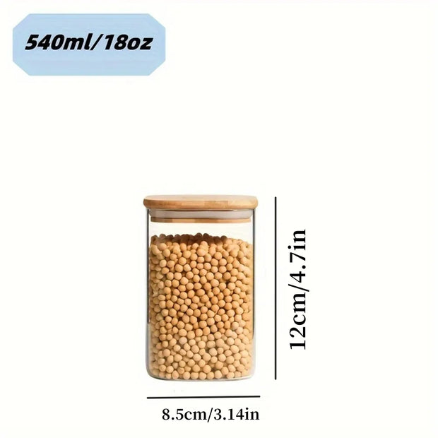 2/4 Pieces, 540Ml/1000Ml Glass Food Storage Jar with Bamboo Lid