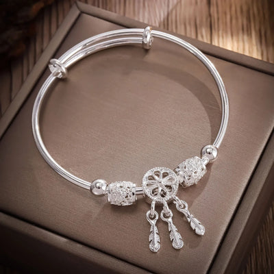 "925 Sterling Silver Adjustable Cuff Bracelet Women"