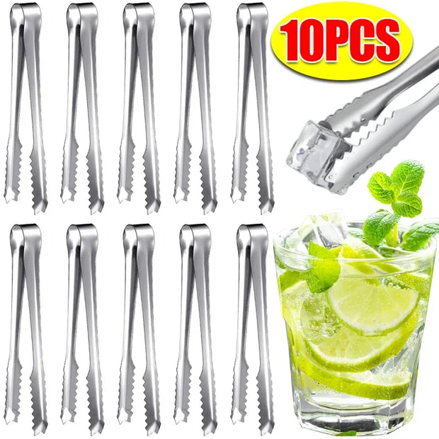 Stainless Steel Ice Cube Tongs – Durable Kitchen Clip for Ice, Sugar, Snacks