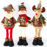 Christmas Plush Shelf Sitters – Stretchable Legs Santa, Snowman & Moose Decorations