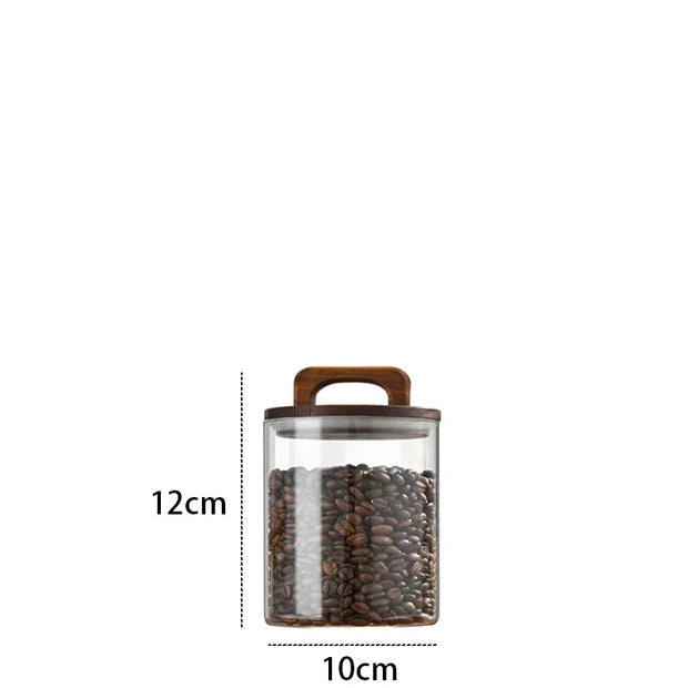 800-2100ml Wood Lid Glass Jar 1pc Airtight Canister Food Container