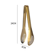 Gold Stainless Steel Kitchen BBQ Tongs Set