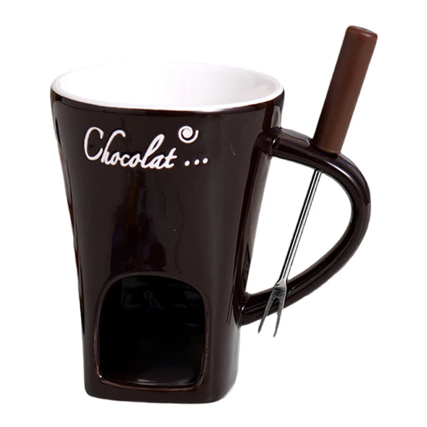 Ceramic Chocolate Fondue Mug with Fork