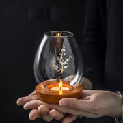 Glass & Wood Candle Stand