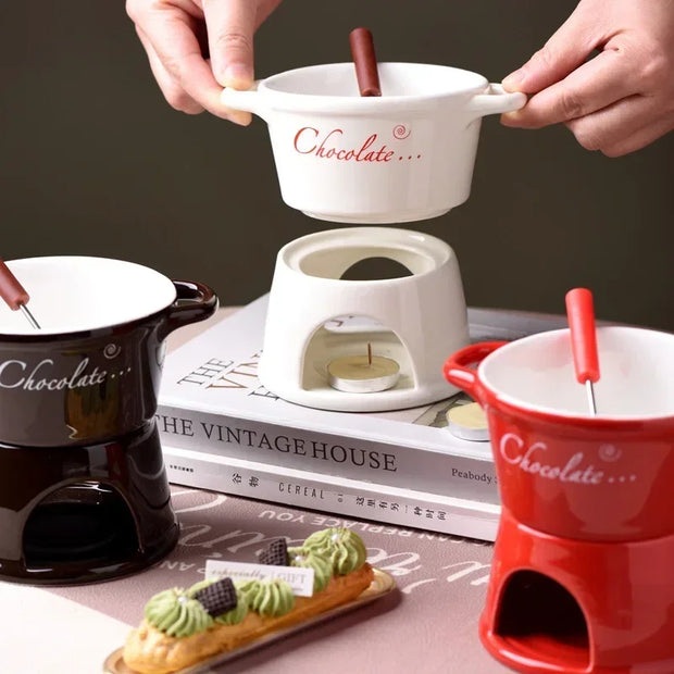 Ceramic Chocolate Fondue Mug with Fork