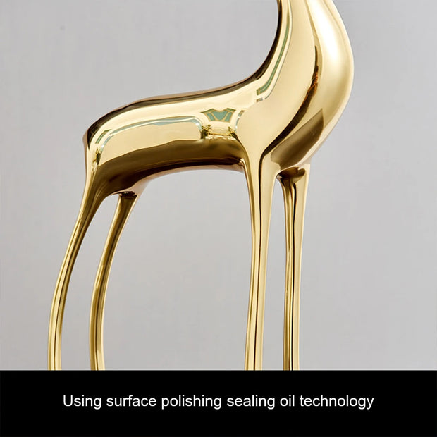 Brass Deer Statue Light Luxury Home Décor