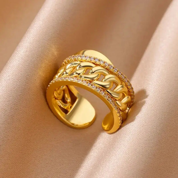 Heart Zircon 18K Gold plated Bridal Rings