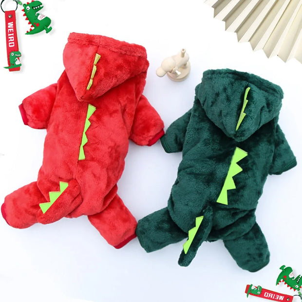 Cute Dinosaur Fleece Cat Hoodie
