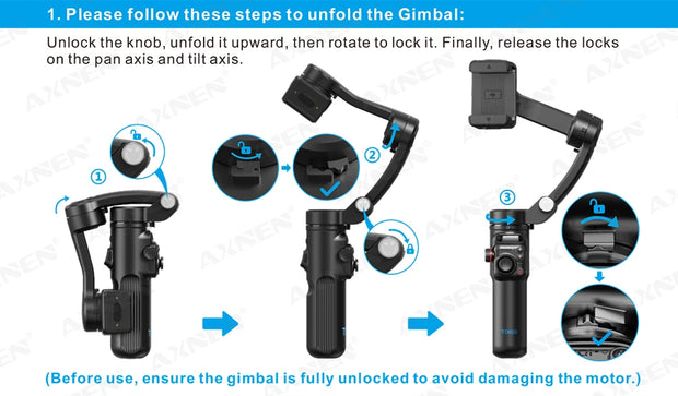 Handheld 3-Axis Gimbal Stabilizer for Smartphones