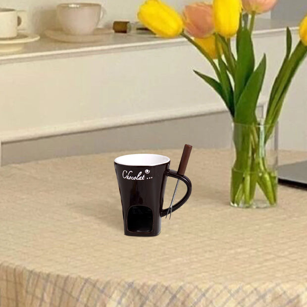 Ceramic Chocolate Fondue Mug with Fork