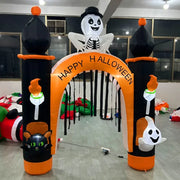 8FT Giant Halloween Inflatable Skeleton Arch with Lights