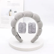 3‑Piece Coral Fleece Spa Headband & Wristbands Set