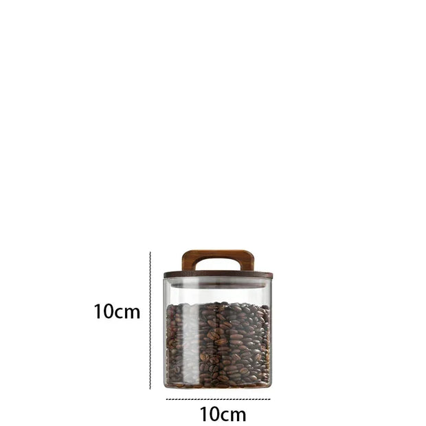 800-2100ml Wood Lid Glass Jar 1pc Airtight Canister Food Container