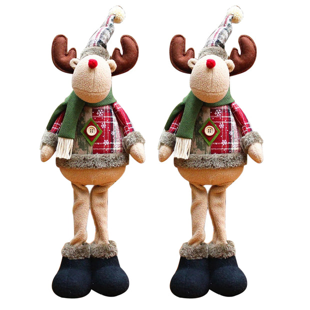 Christmas Plush Shelf Sitters – Stretchable Legs Santa, Snowman & Moose Decorations
