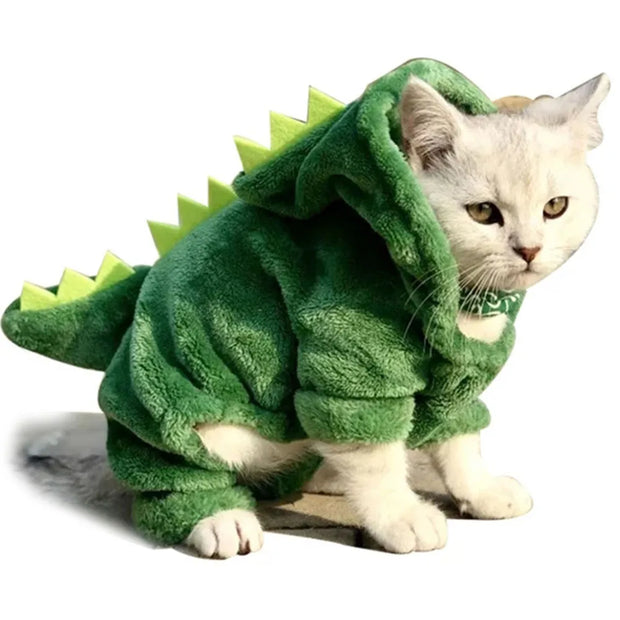 Cute Dinosaur Fleece Cat Hoodie