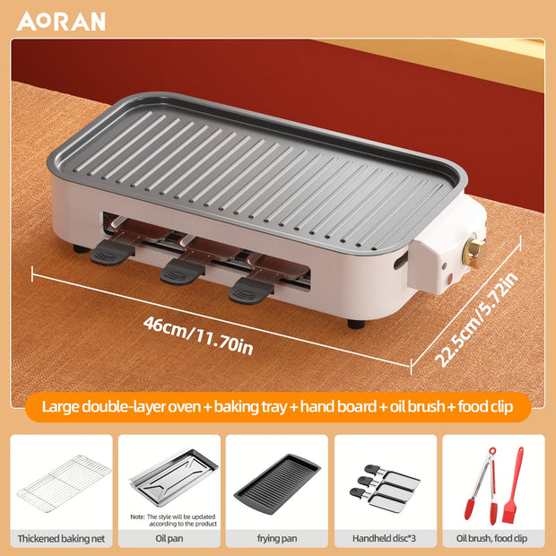 Electric Smokeless Indoor Grill with Pans
