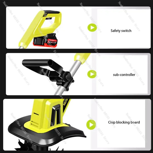 Lithium-Ion Cordless Soil Loosening Machine – 20V Micro Tiller for Garden